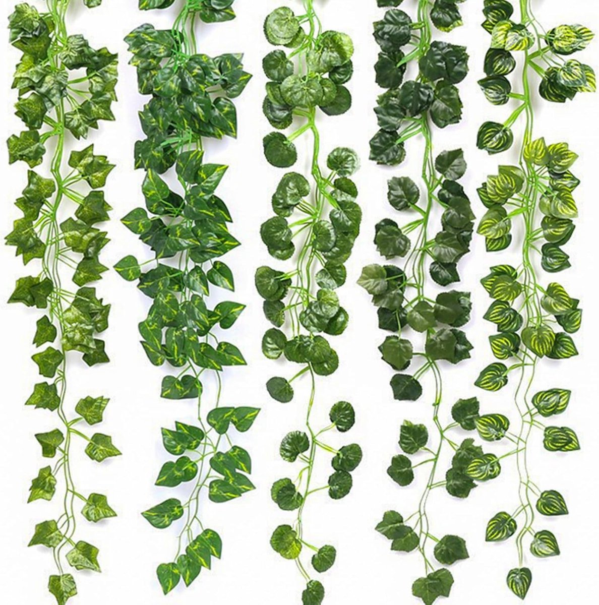 Kunstplanten Set - Hangplanten Decoratie - Binnen Buiten - Onderhoudsvrij Groen - 7x 2 Met
