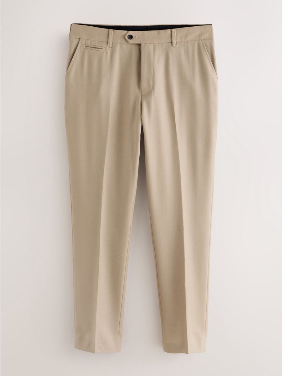 Next - Heren - Slim Fit - Signature - 100% Wollen broek met Motion Flex-tailleband - Naturel