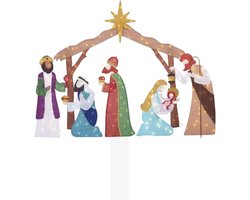 Décoration de Crèche - Crèche d'Extérieur - Décoration de Pelouse - Avec Éclairage LED - Blanc Chaud