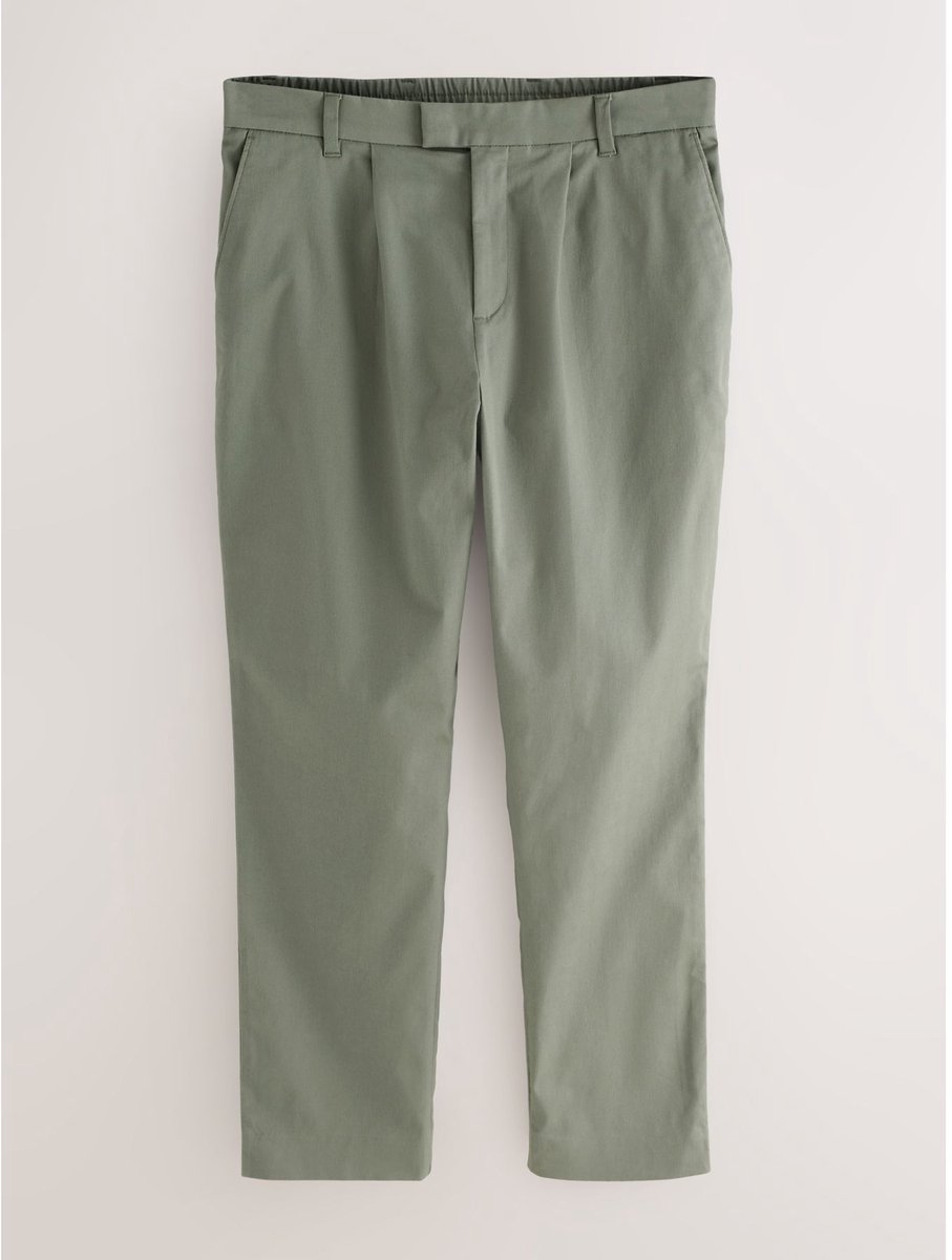 Next - Heren - N. Premium Regular Tapered Fit Smart Cotton Chino met Elastische Achterkant en stretchy - Groen