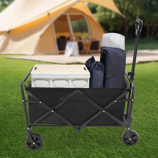 Bolderkar Opvouwbaar - Handwagen Transportwagen - Outdoor Activiteiten - Hoge Draagkracht 90kg - 46x71x90cm - Zwart van Bolderkar Opvouwbaar — afbeelding 3
