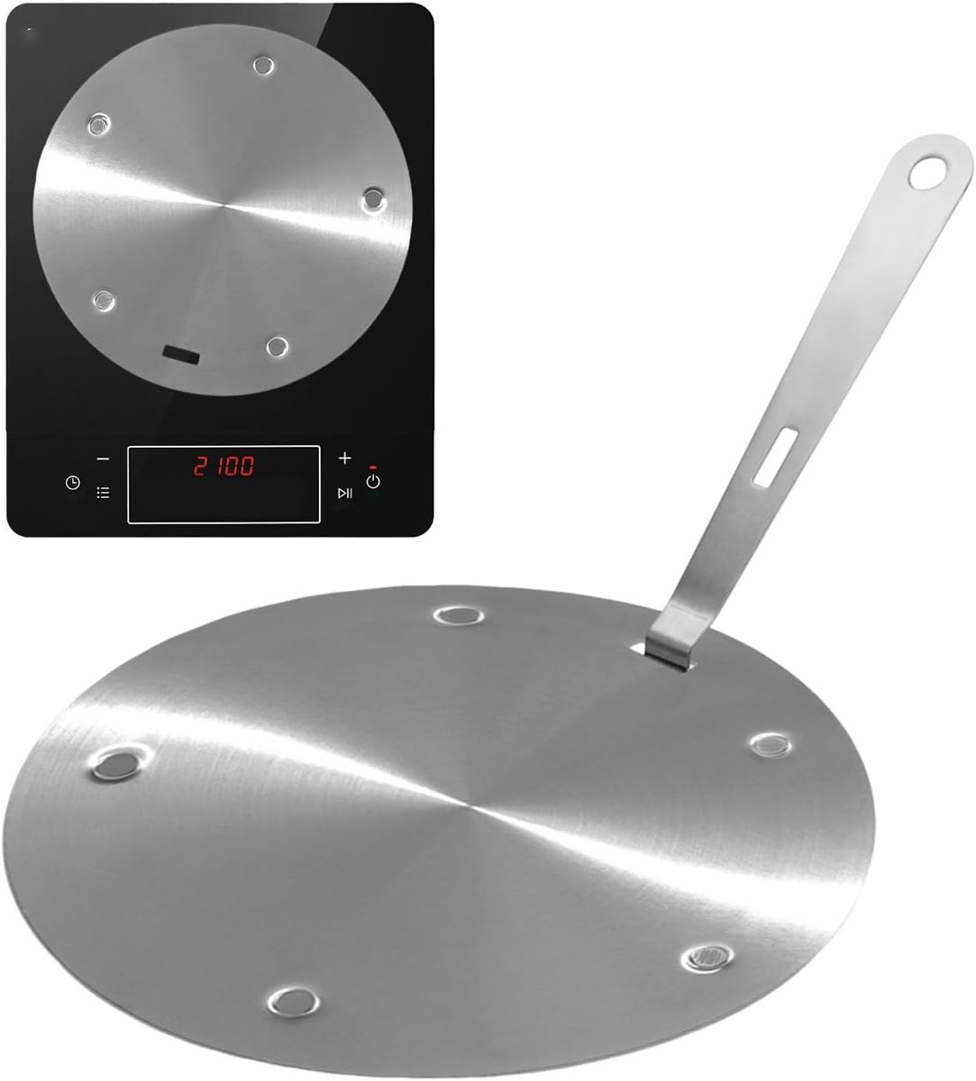 Inductie Adapter - Warmte Verspreider - Thuis Koken - Afneembare Handgreep - 20 cm