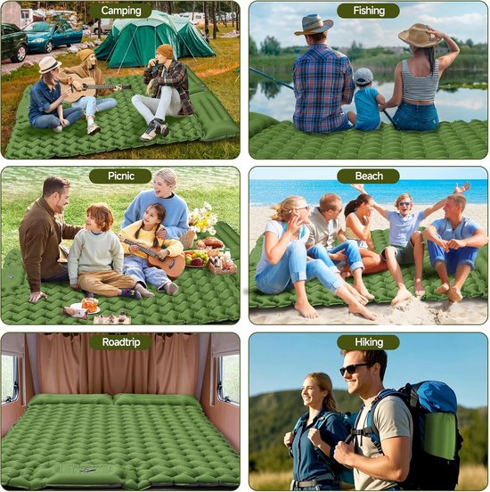 Isolatiemat voor 2 - Luchtbed Kampeer - Comfortabel Slapen - Waterdicht Ultralicht - 200 x 130 cm - Groen — afbeelding 5