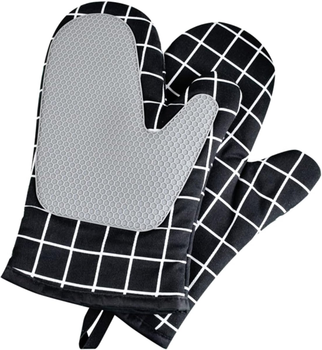 Ovenwanten Set - Hittebestendige Handschoenen - Koken En Bakken - Verdikte Beschermlaag - 28 X 18 Cm - Zwart