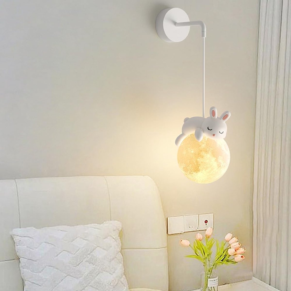 Moderne Wandlamp - Decoratieve Muurverlichting - Sfeervolle Verlichting - Uniek 3D-geprint Design - 40 x 15 cm - Wit