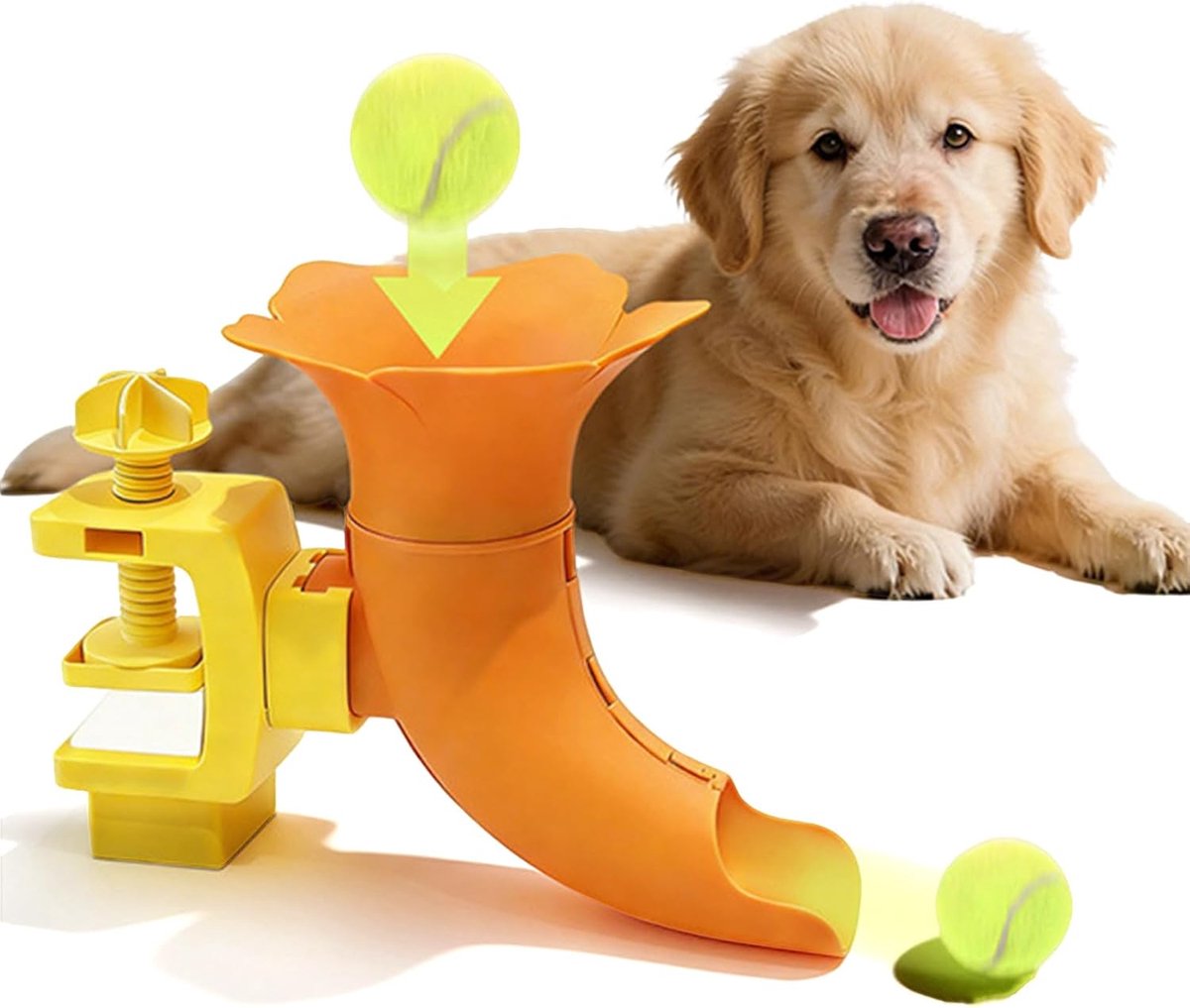 Automatische Balwerper - Honden Speelgoed - Interactief Spel - Verstelbare Afstand - 28.5 x 22.5 cm - Oranje