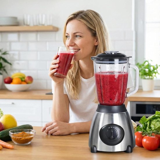 Keukenmixer - Keukenmachine Blender - Maaltijd Voorbereiding - Glazen Beker - 15 Liter - Zwart van Merkloos — afbeelding 3