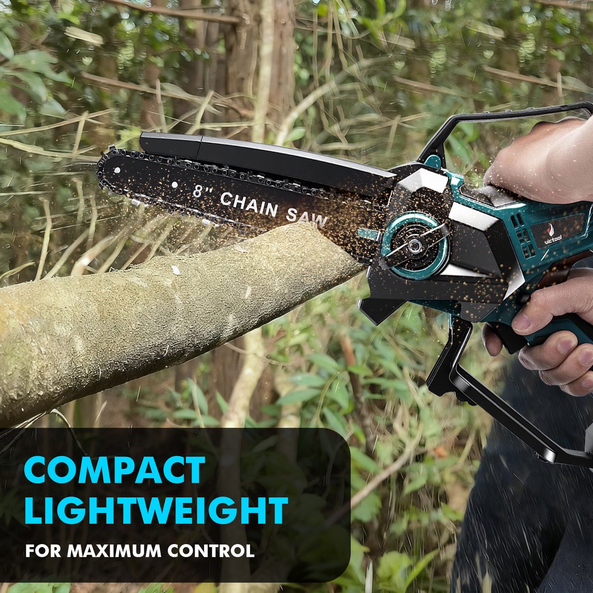 Mini Kettingzaag - 8 inch Kettingzaag voor Makita 18V accu - Batterij niet inbegrepen - Snoeizaag - Takkenzaag - Handzaag - automatische olieer - Automatische Kettingsmering - Brushless - Inclusief Opbergkoffer – foto 3