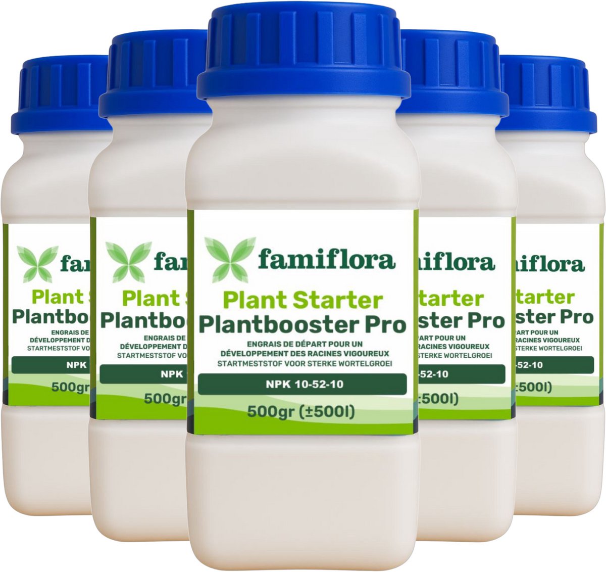 Famiflora plantbooster PRO plant starter 2500GR (5 x 500GR) - 10-52-10 meststof - Voor binnen- en buitenplanten - Hoge fosforwaarde stimuleert een sterke en diepe beworteling