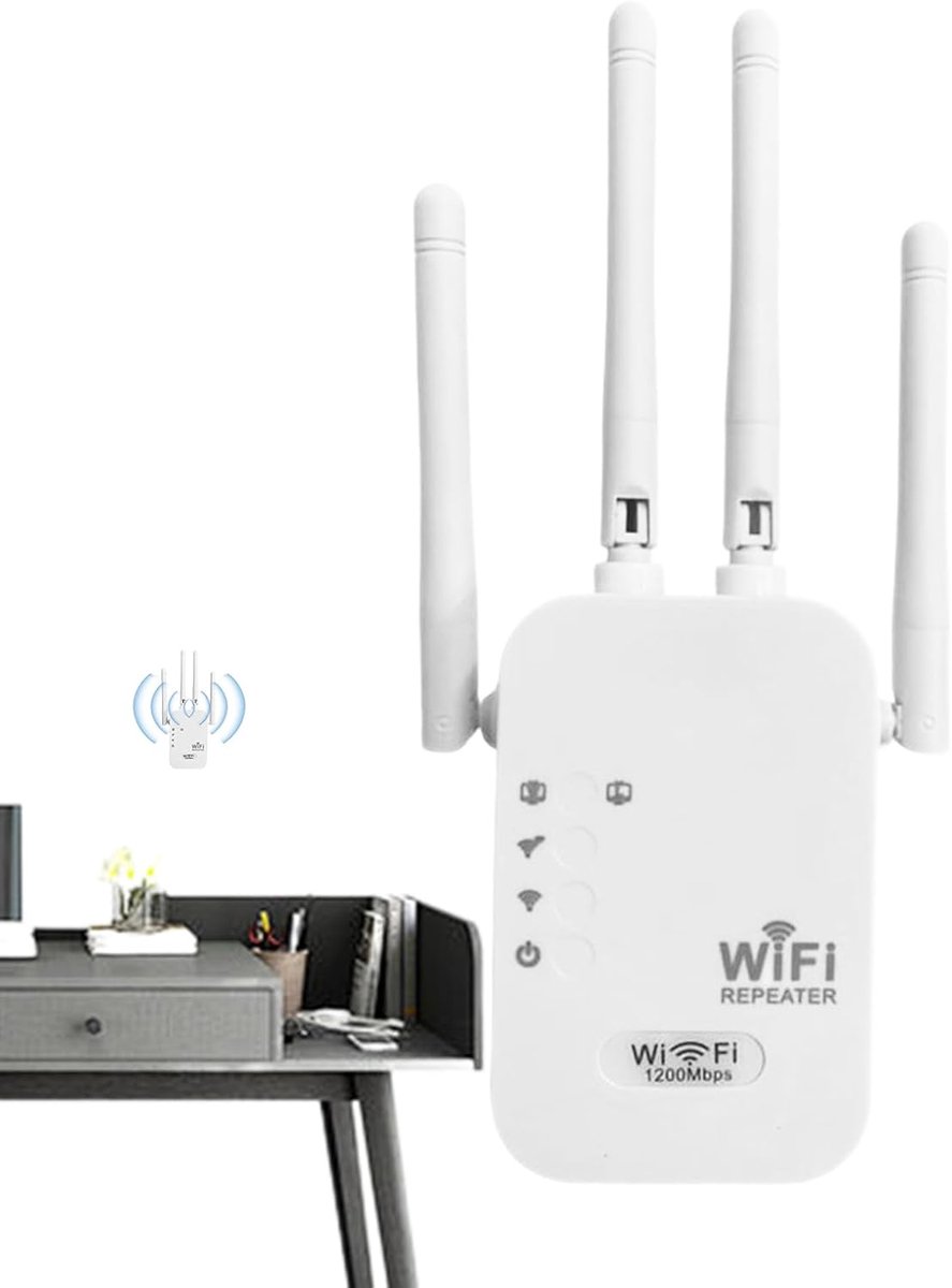 Wifi Versterker - Draadloze Repeater - Internet Uitbreiding - 4 Antennes - 300m Bereik