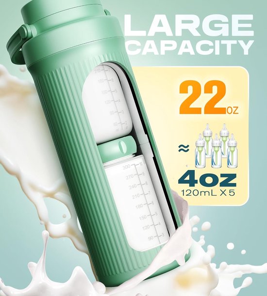 Draagbare Moedermelk Koeler - Reis Koeltas - Melk Vers Houden - 24 Uur Koel - 22oz Capaciteit - Groen — afbeelding 5