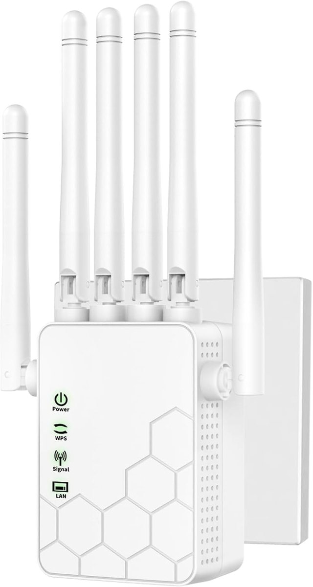 Wifi Versterker - Wifi Repeater - Internet Uitbreiding - Zes Hoge Antennas - 300 Mbps Snelheid - Wit