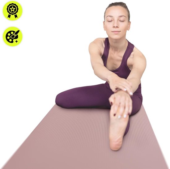 Yogamat Extra Dik - Fitnessmat Pilates - Comfortabele Training - Antislip Dubbel Oppervlak - 183x61x1.5 cm - Oudroze van Yogamat — afbeelding 3