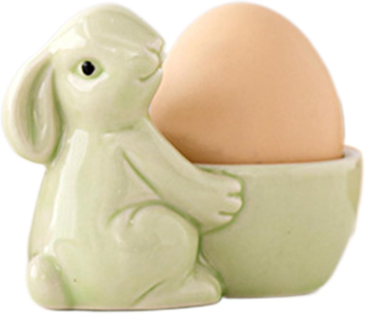 Paashaas Eierbeker - Konijn Eierdop - Paasontbijt - Schattig Keramiek - 85 x 7 cm - Groen