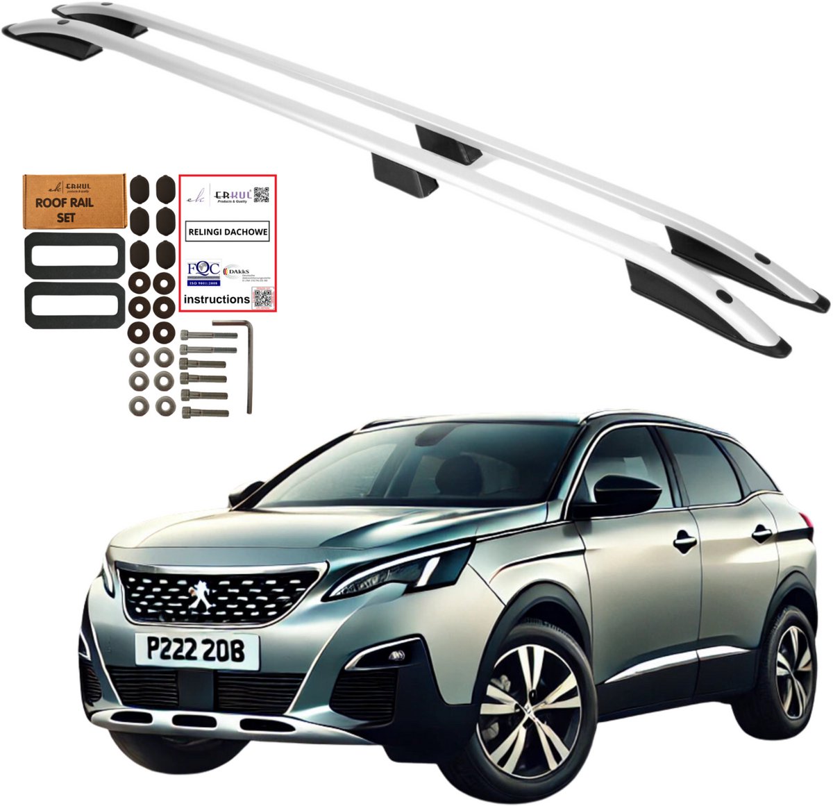 Dakrails PEUGEOT 3008 SUV 2009-2016 Aluminium Duurzaam Massief