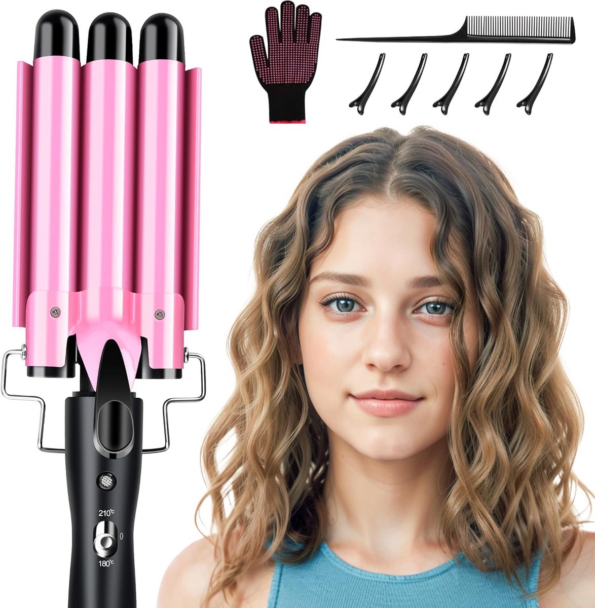 3-Trommels Krultang voor Natuurlijke Golven en Beach Waves - Snelle Opwarming