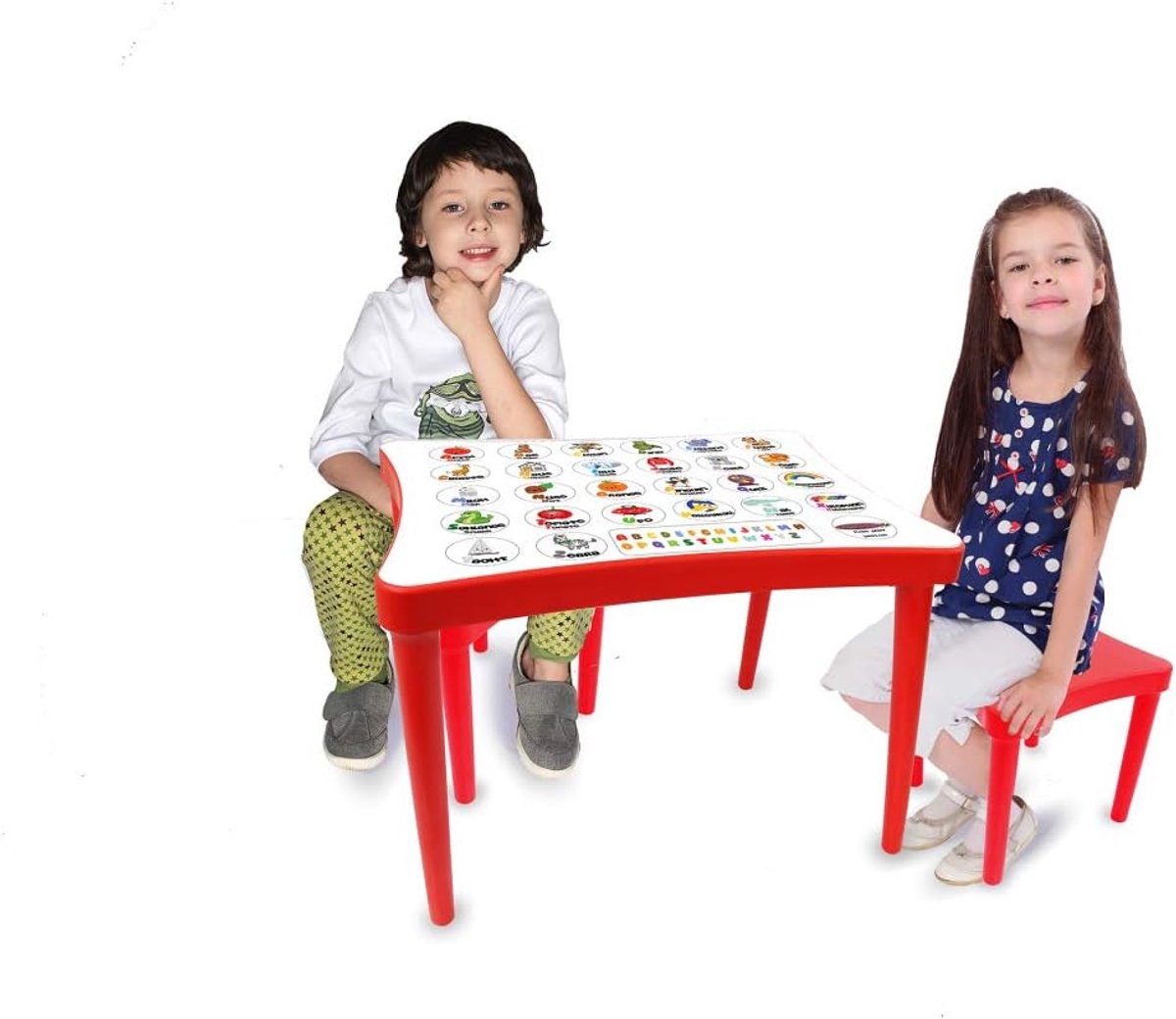 Kindertafel- en stoelenset 3-delig voor Binnen en Buiten