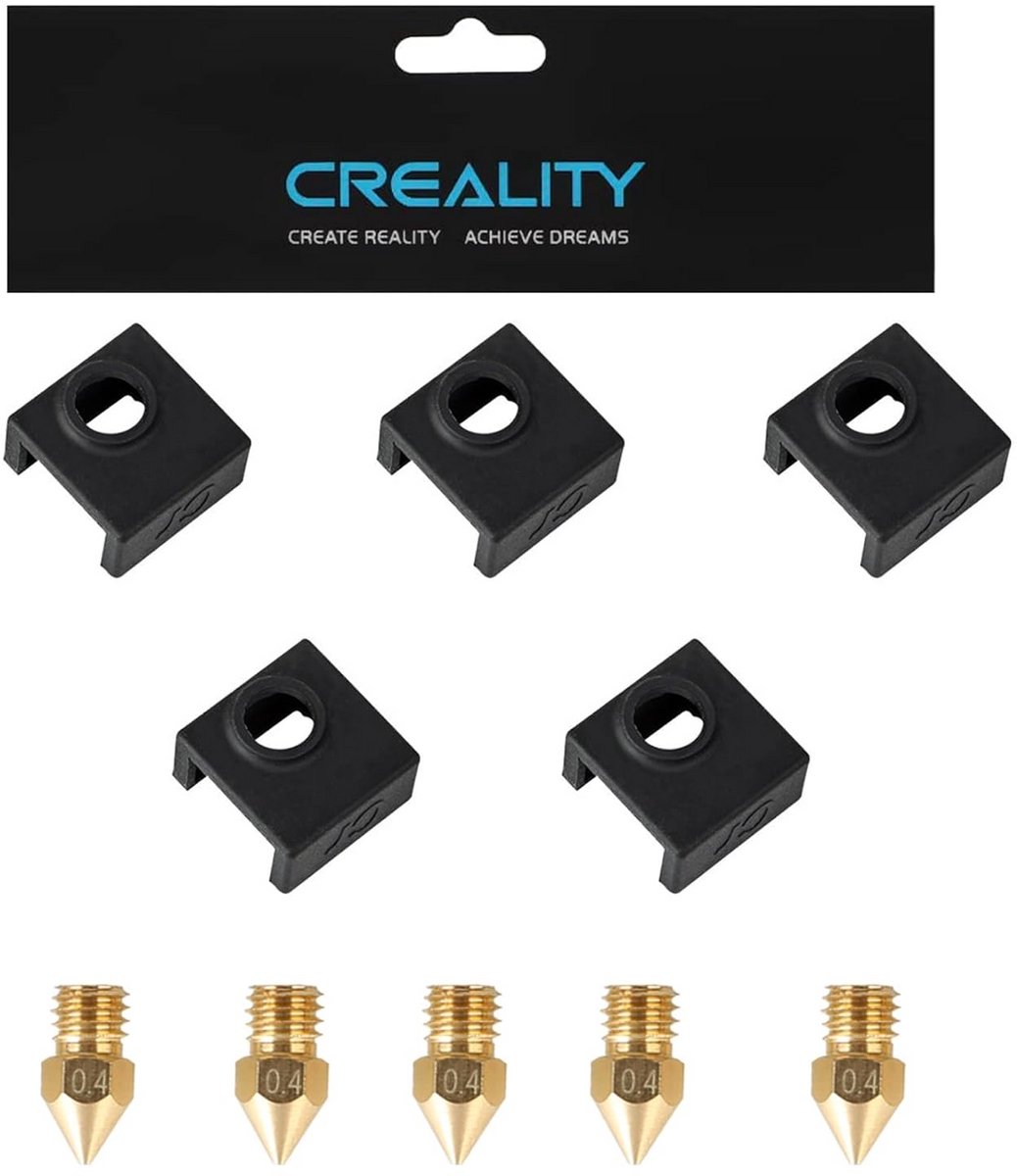 Set van 5 Siliconen Sokken en 5x 0.4mm Nozzles voor FDM 3D Printers