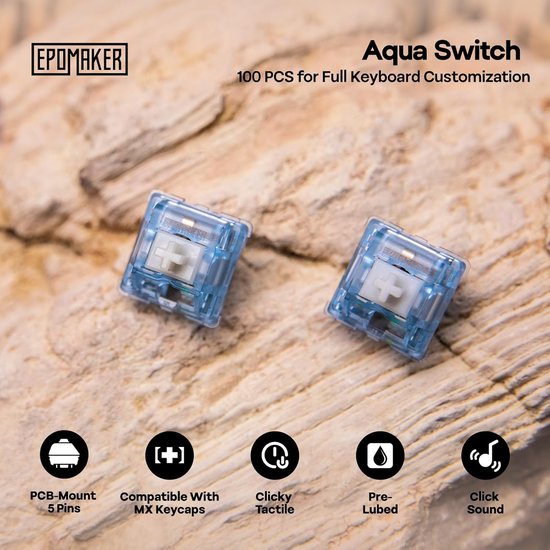 100 Stuks Clicky Mechanische Toetsenbord Switches - 5-Pins Voor Gaming & Desktop van Merkloos — afbeelding 2