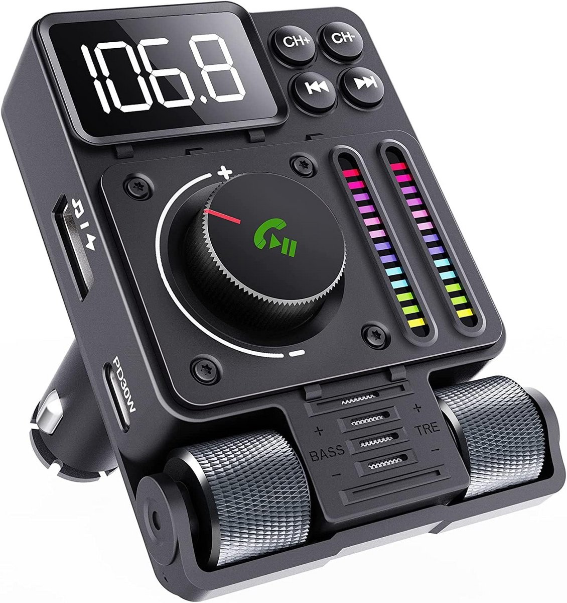 Bluetooth FM-Zender voor Auto met PD 30W Snelladen en Handsfree Bellen
