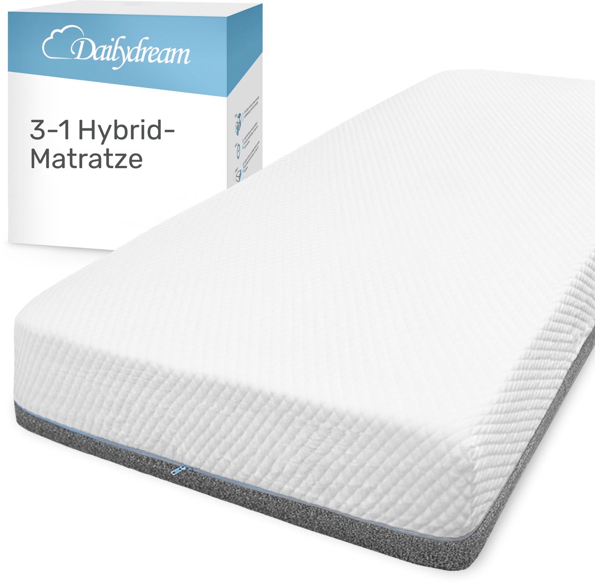 Dailydream | Hybride matras 3in1 met pocketveringkern, koudschuim en traagschuim 90x200x26cm | Pocketvering kern | Topmatras - Topper Matras - Topdekmatras