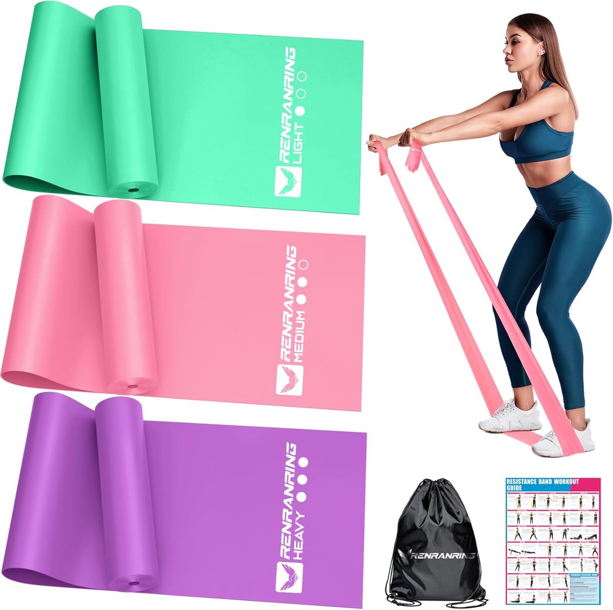 Set Weerstandsbanden voor Fitness, Fysiotherapie en Krachttraining
