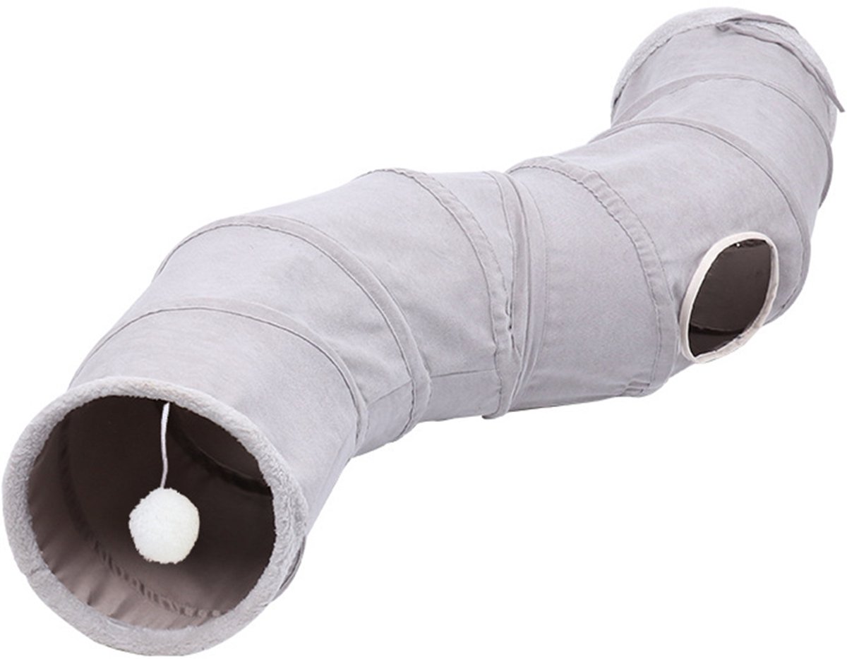 TuseRxln Cat Tunnel - Dog Tunnel - Foldable Circle Shape - 1 Stuk - Voor Kattenspeelplezier Grijswit