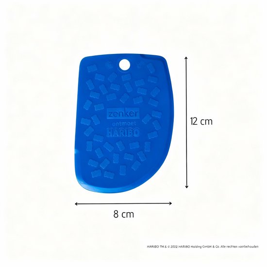 Corne de boulanger bleue avec motif d'ours HARIBO, 8 cm de large et 12 cm de long.