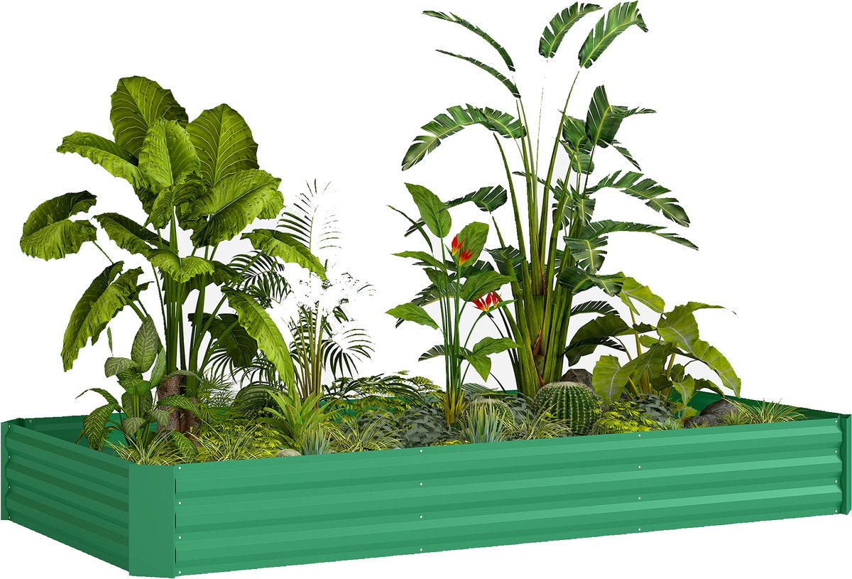 Outsunny tuinbed - Gegalvaniseerd staal - 240x120x30cm - Groen