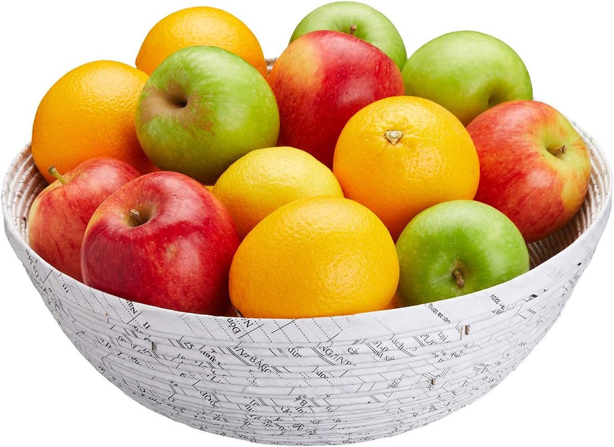 Grote Fruitschaal van Gerecycled Papier - Stevig en Herbruikbaar - 30 CM