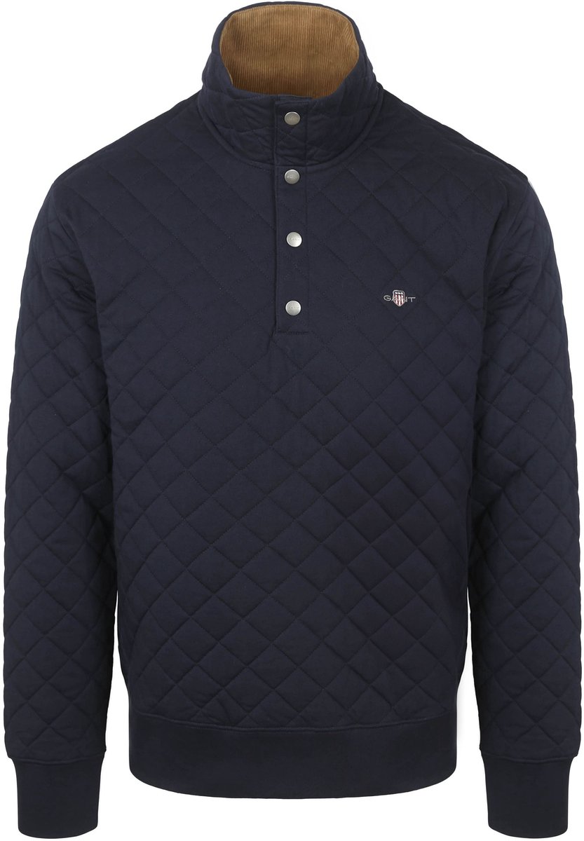 Gant Quilted Mocker Pullover Navy - Maat XL - Heren - Pullovers