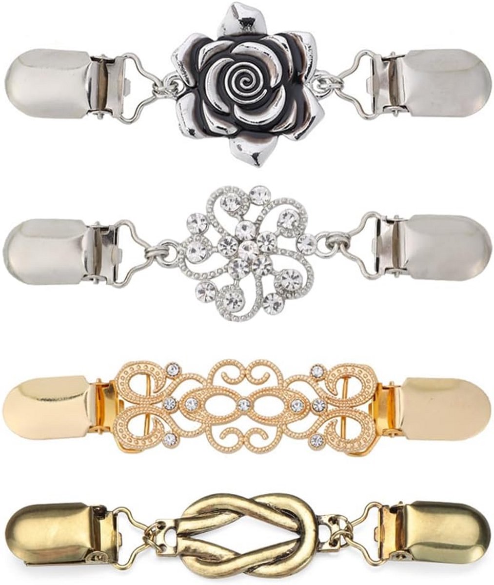 Set van 4 Vintage Stijl Trui Clips voor Vesten en Mantels