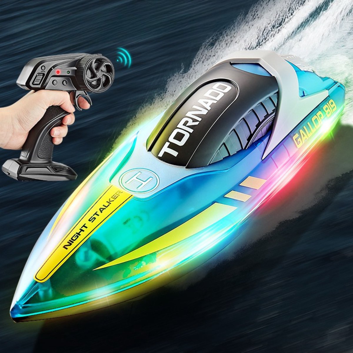 Pumpify Bestuurbare Boot – Waterspeelgoed – Met LED Verlichting – RC Boot – Snelheid Tot 15 km/h – 60m Bereik – Speelgoed Boot – Speedboot – Afstandsbestuurbare Boot - Speelgoed – 5 jaar – 6 jaar – 7 jaar – 8 jaar – 9 jaar – 10 jaar – Blauw — afbeelding 7