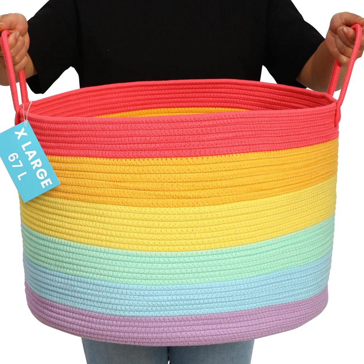 Grote Opbergmand voor Dekens en Speelgoed - Regenboogmand - XXL Opbergbox voor Babykamer