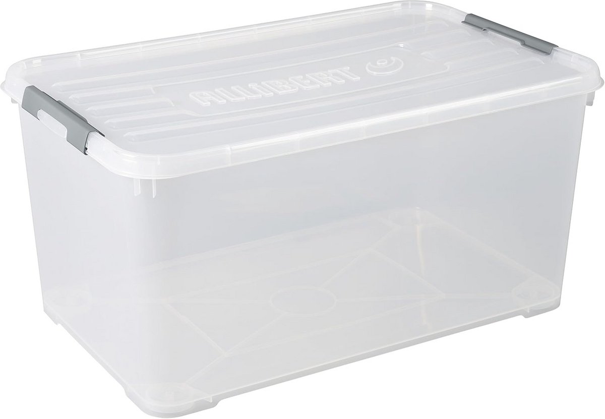 Grote Transparante Opbergbox Met Deksel en Clips - 115 Liter