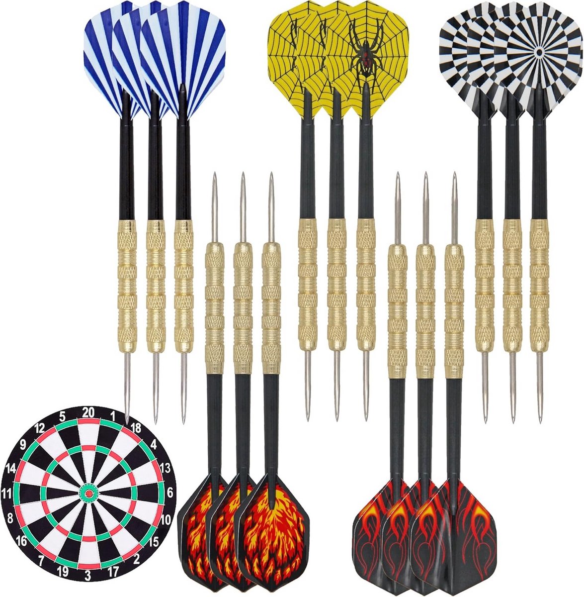15-Pack Steeltip Darts Set met Aluminium Assen - Voor Beginners en Thuisgebruik