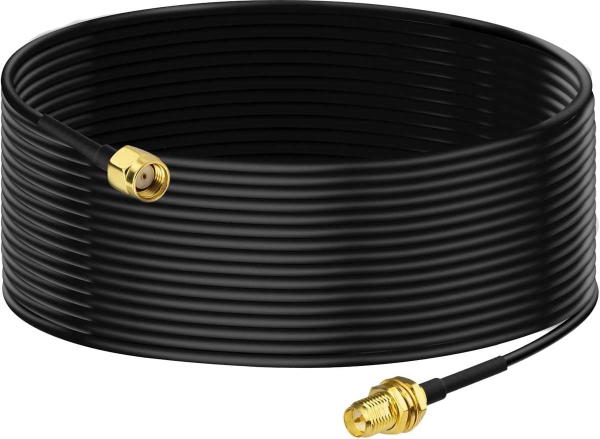 10 Meter WLAN Verlengkabel RP-SMA Stekker naar Bus voor Wifi Router en Beveiligingscamera