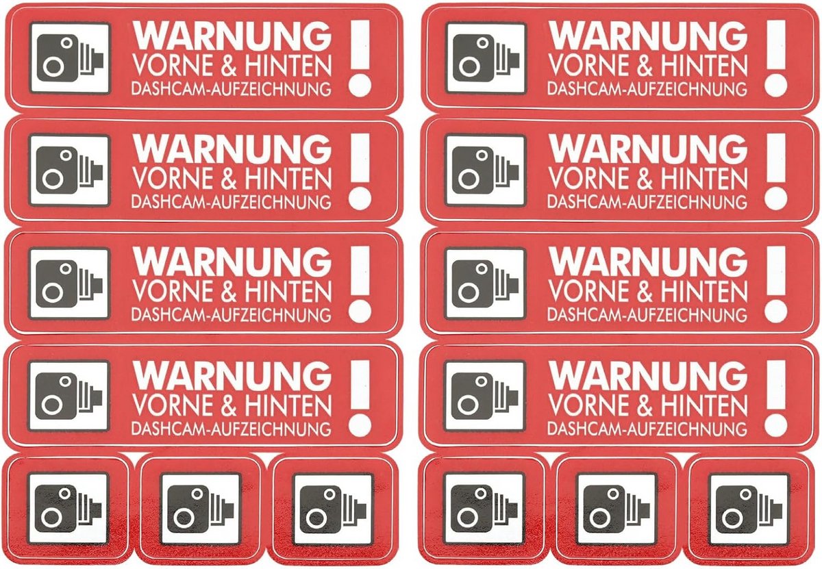 Dashcam Opname Stickers 2 Stuks voor Auto, Bus en Vrachtwagen - Rood