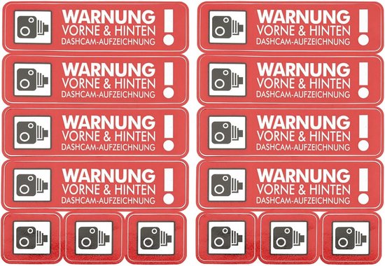 Dashcam Opname Stickers 2 Stuks voor Auto, Bus en Vrachtwagen - Rood
