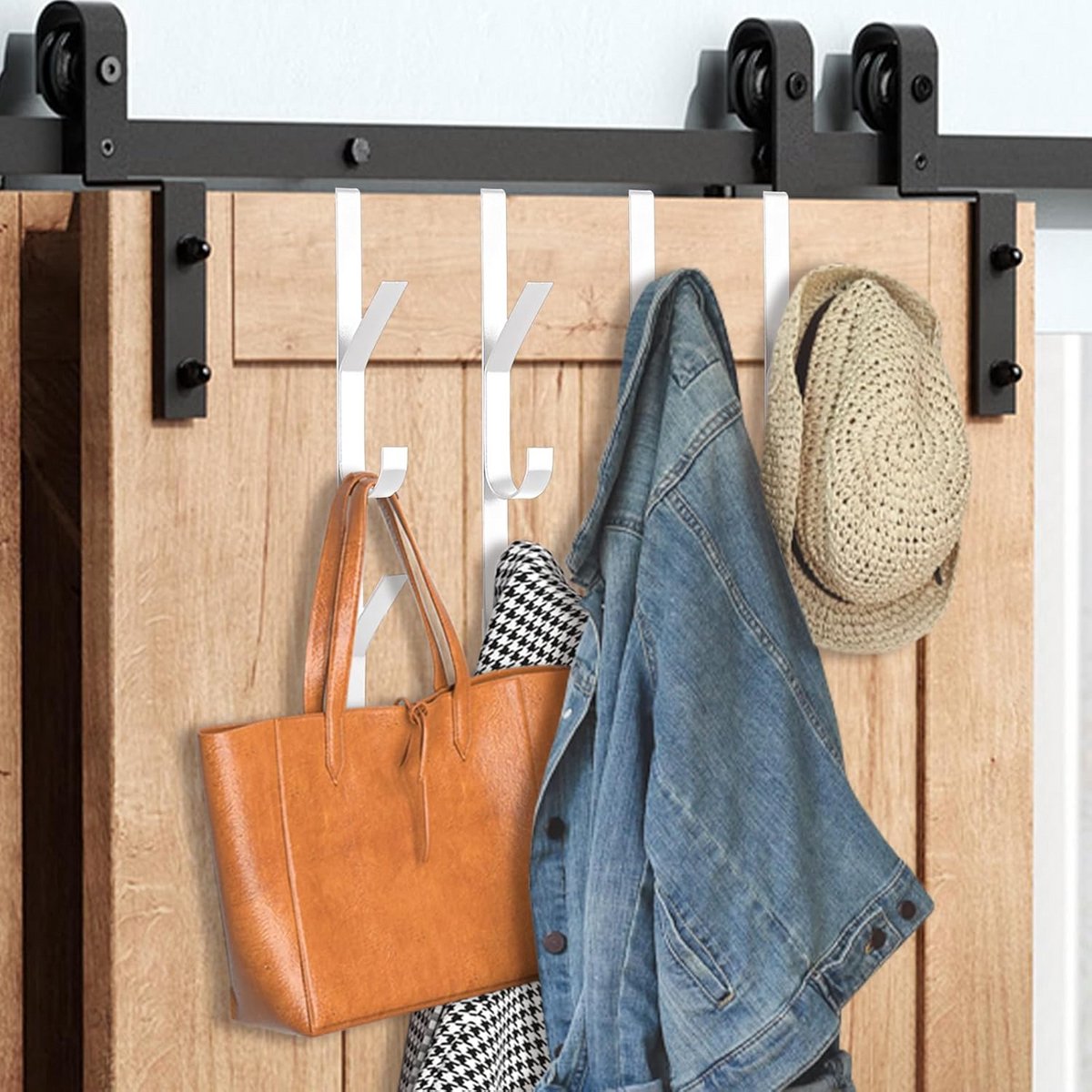 8 Stuks Deurhaken Zwart Hangend voor Binnendeuren - Kleding en Handdoek Opslag