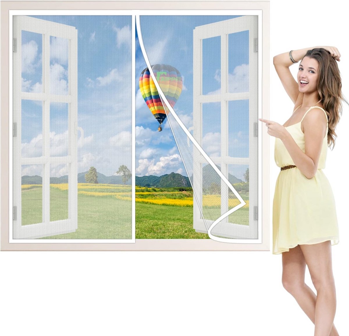 Magnetisch Vliegengordijn voor Deur - 120x125cm - Automatisch Sluitend - Eenvoudige Montage - Wit