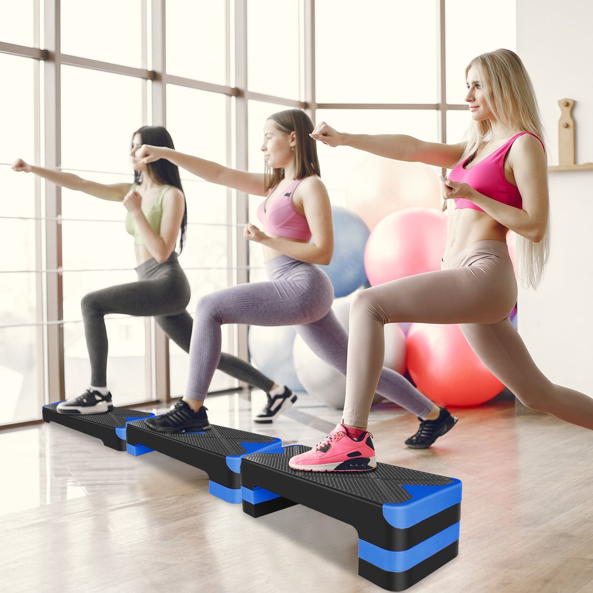 MODFU - Aerobic Stepper - Verstelbaar In 3 Hoogtes - Antislip - Kunststof - Blauw