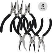 Lomera Precisie Tangenset - Mini Tangenset - Tangen Set - Tangenset 6 Delig - Zelfopenende Tangenset - Rondbektang - Platbektang - Telefoontang - Gebogen Telefoontang - Rechte Telefoontang - Combinatietang - Zijsnijtang