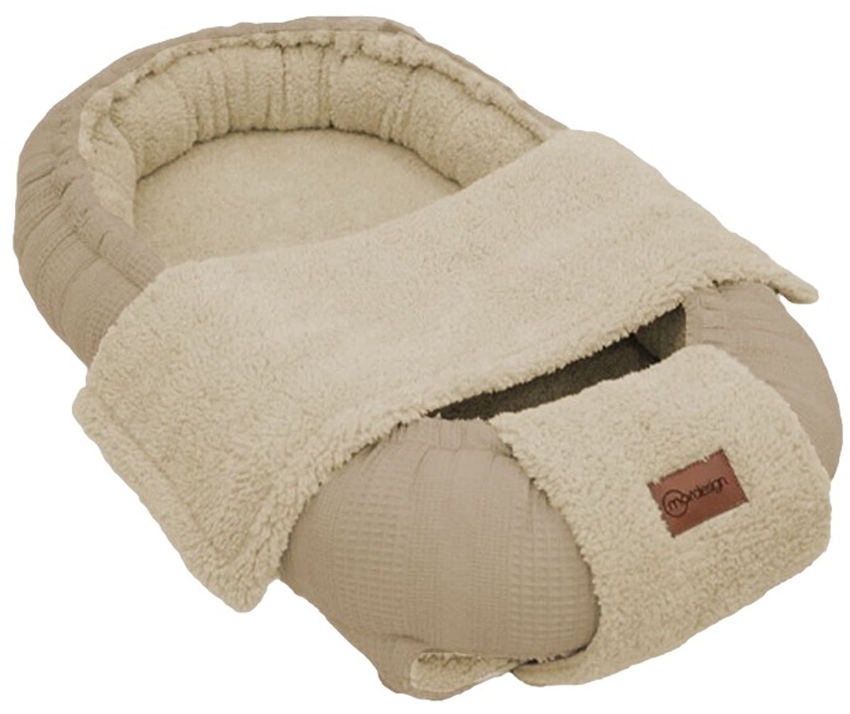 Mordesign Babynestje Teddy met Dekentje - Beige - Omkeerbaar & Verstelbaar - Morteddy - Baby Nestje - Baby Nest - Wasbaar