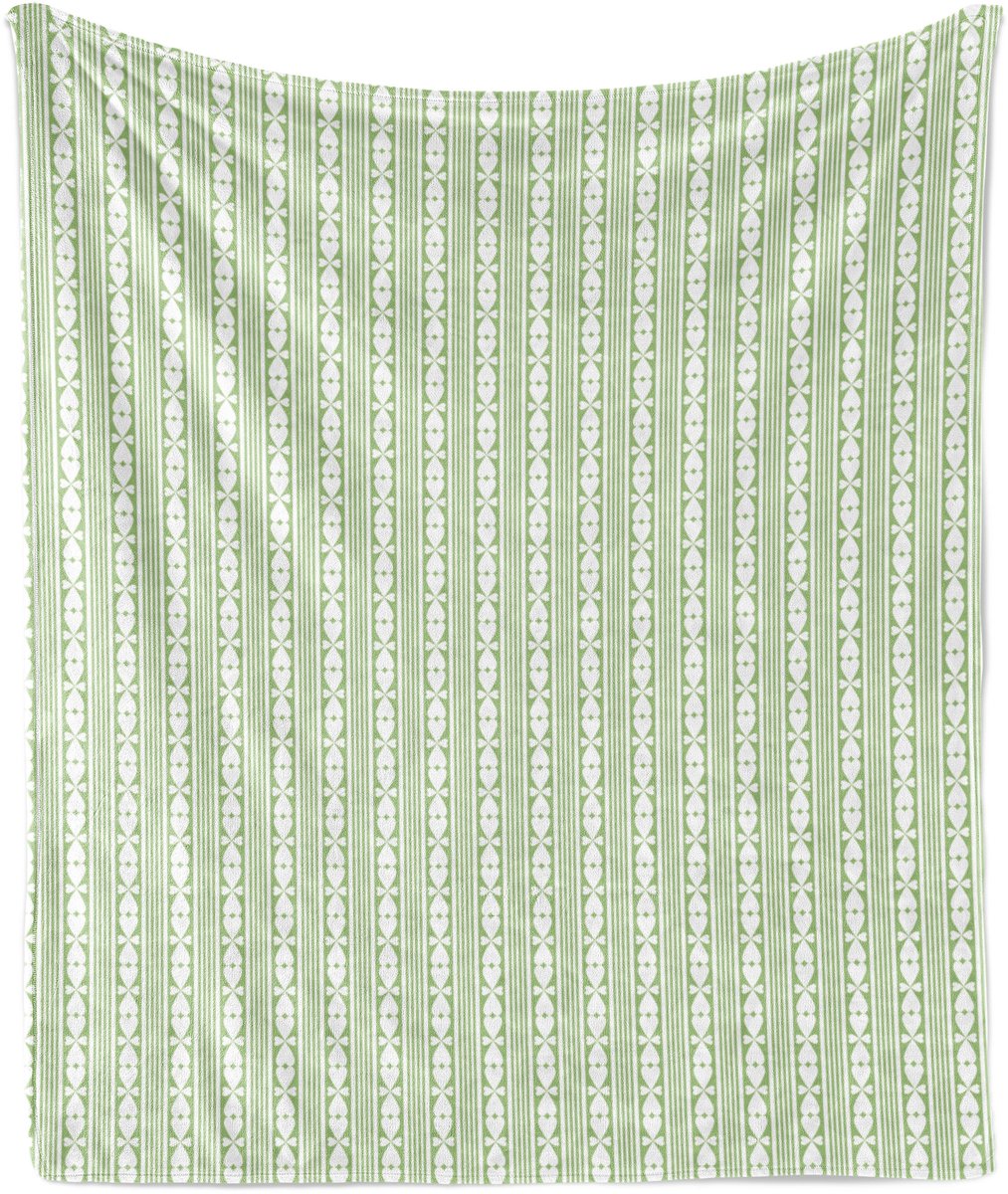 ABAKUHAUS Valentijnsdeken van zacht flanellen fleece, romantisch hartjespatroon, knusse pluche plaid, 125 x 175 cm, pistachegroen wit