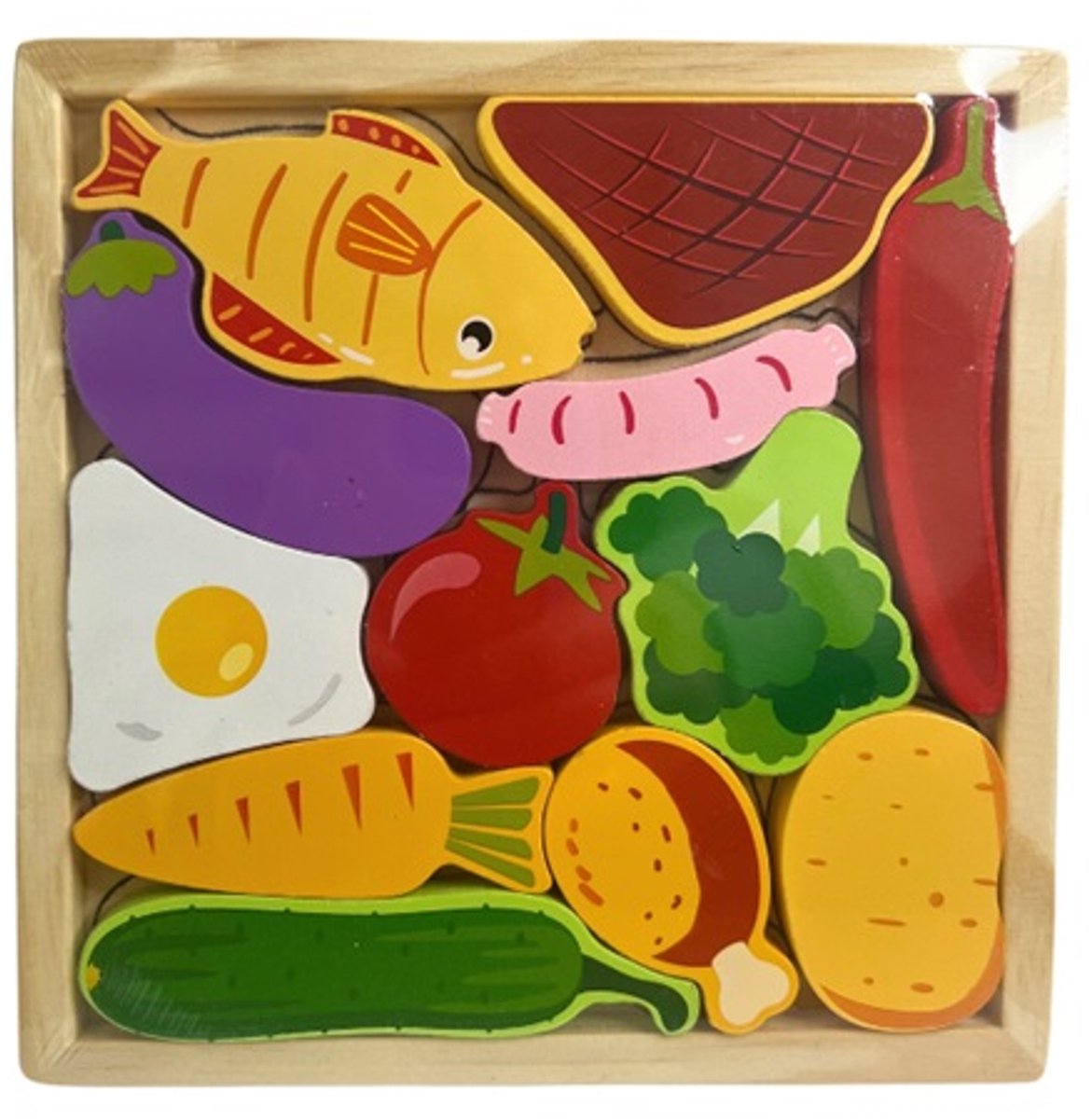 Houten voedselpuzzel - Puzzel