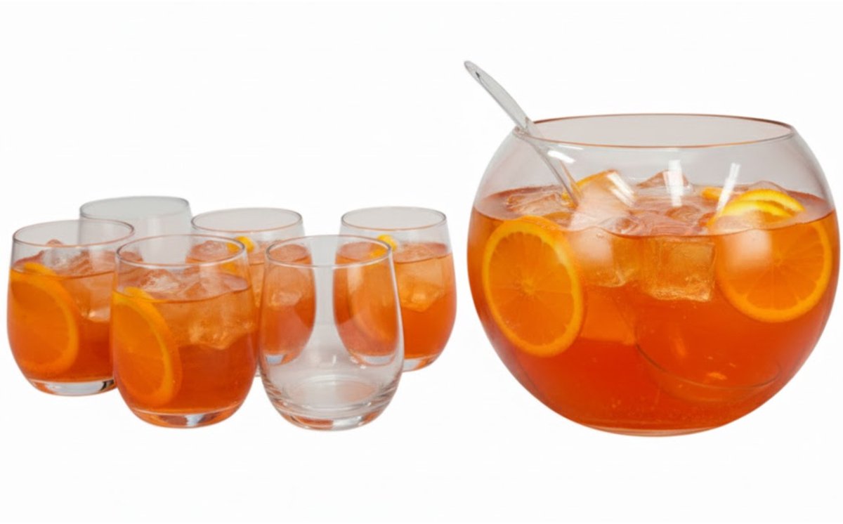 Secret de Gourmet Sangria / Punch bowl set - 8 delig - glas - incl. 6 glazen