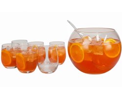 Secret de Gourmet Sangria / Punch bowl set - 8 delig - glas - incl. 6 glazen