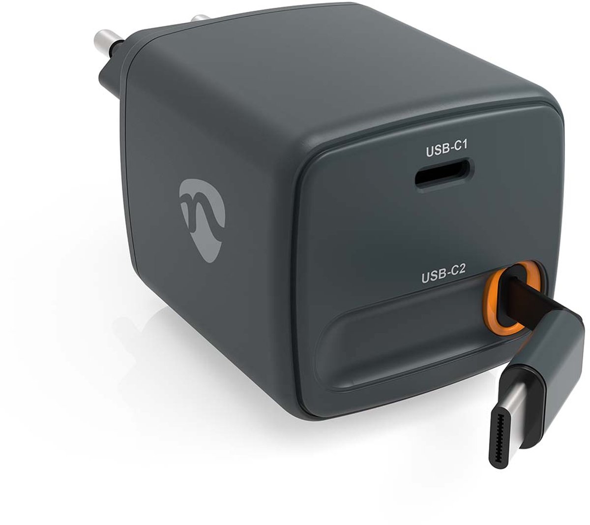 Nedis 65W Oplader - USB-C Power Adapter - GaN Snellader - 0.75m - Zwart