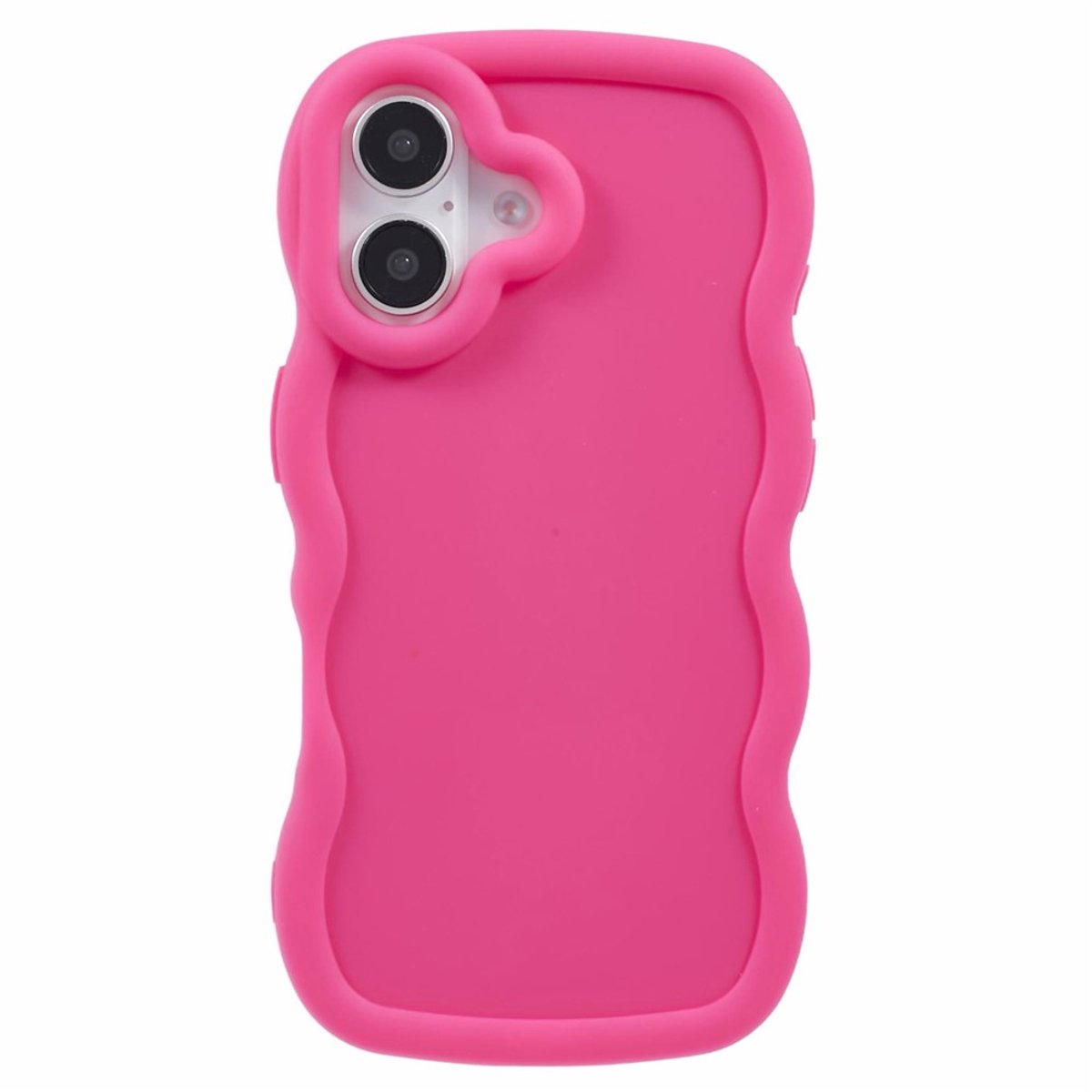 Hoesje geschikt voor Apple iPhone 16 - Phonesta Wavy Silicone Back Cover - Hot Pink